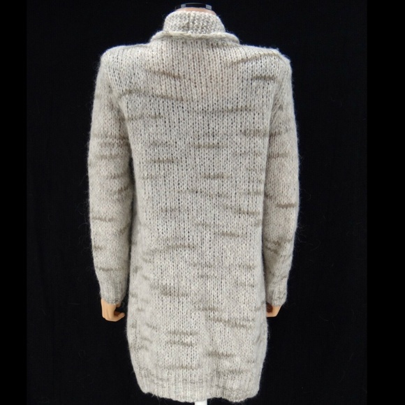 PAOLA MANFREDI ITALY Cardigan Sweater Taupe Gray Mohair Wool Blend Knit M - Picture 6 of 6
